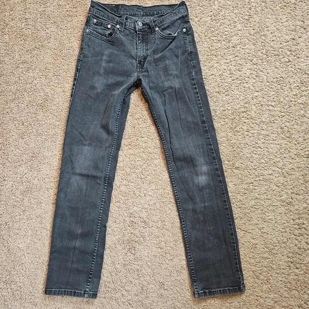 Levis 514 Jeans Mens Tag 29x32 Fit 28x29 Black Straight Denim Dark Wash Stretch - Picture 1 of 13
